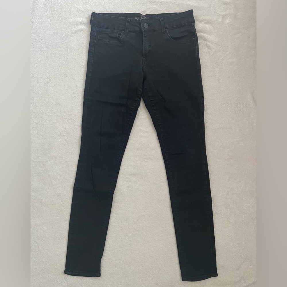Zara Basic Dept Women Jeans 8 Skinny Black Denim Stretch Mid Rise Casual
